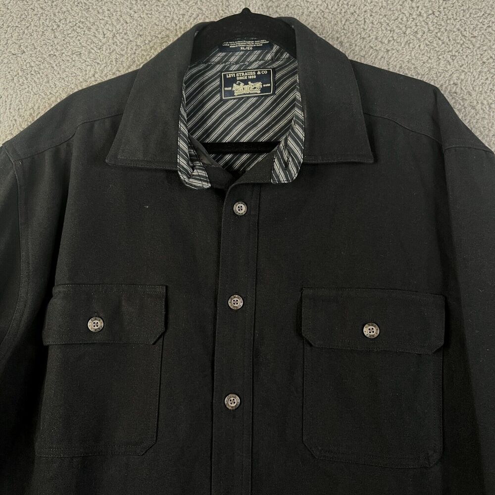 SIGNATURE LEVI STRAUSS Shirt Mens XL Chamois Blue Heavyweight Button Up Shacket